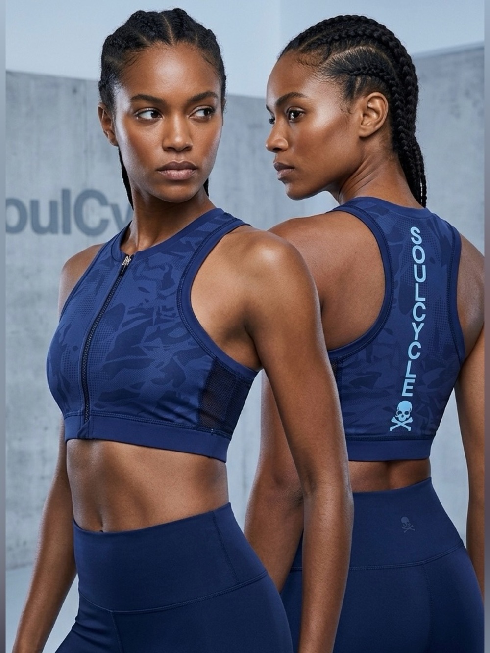 SoulCycle Camo High Neck Mesh Racerback Sports Bra Size Small Skull